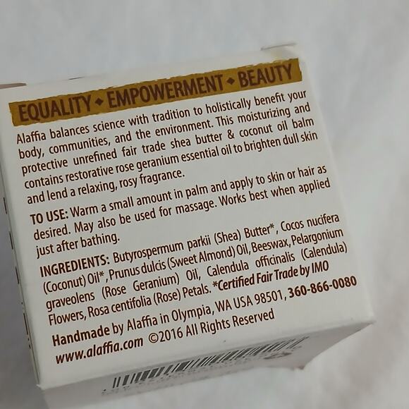 Alaffia Hand and Body Balm ROSE GERANIUM 2 oz NIB Shea Butter - Picture 6 of 9